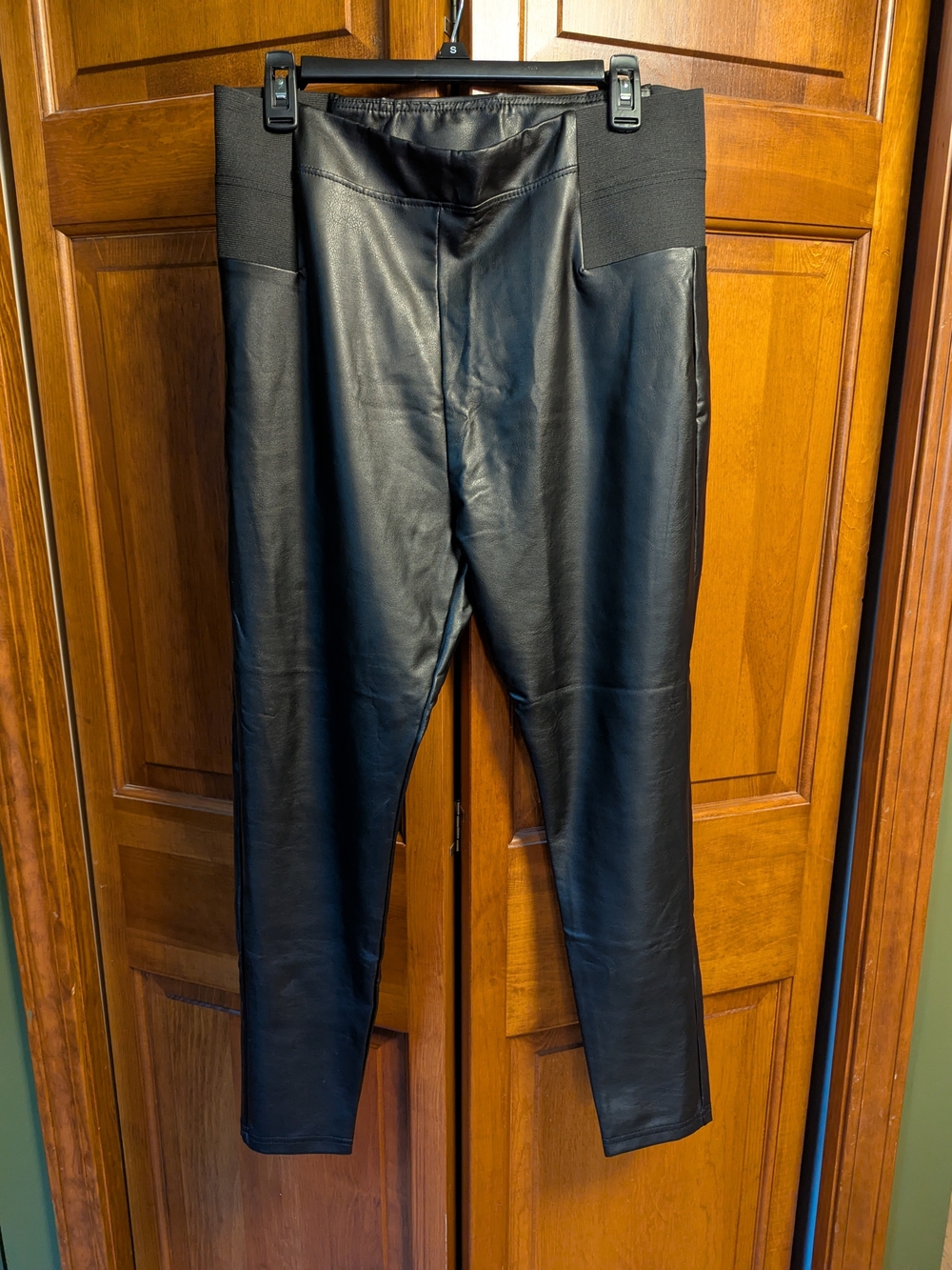 A New Day Black Faux Leather Leggings XL High Rise Stretch Target